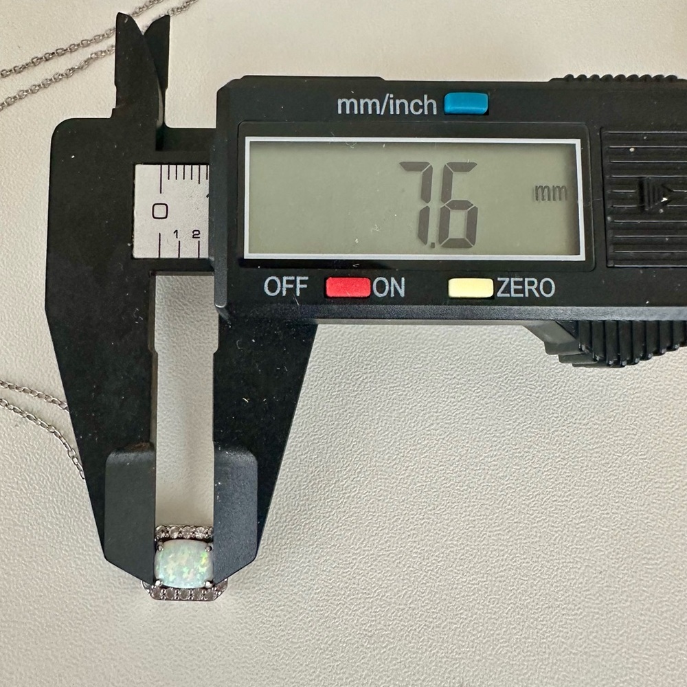 Lab Created White Opal Rectangle Shape Pendent 18… - image 5